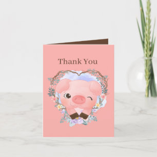 schattig onisexbabyvarken wekt gevoel bedankkaart