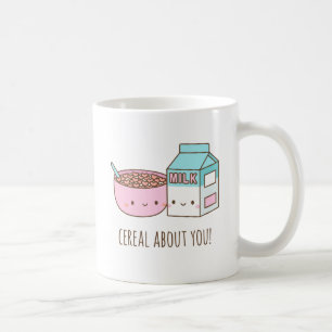 Schattig ontbijt en melk serieus over jou woordgra koffiemok