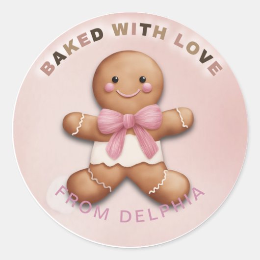 Schattig ontbijtkoek gepersonaliseerd gebakken met ronde sticker (Voorkant)