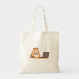 Schattig ontwerp van een capybara-coderende laptop tote bag