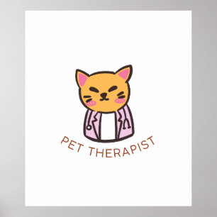 Schattig Ontwerp van een Kat Huisdier Therapeut Ca Poster
