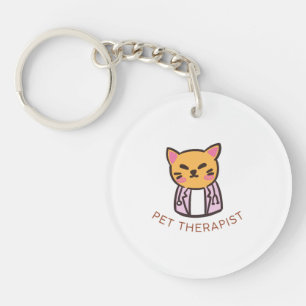 Schattig Ontwerp van een Kat Huisdier Therapeut Ca Sleutelhanger