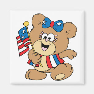 schattig ontwerp van een teddybeer met een patriot magneet