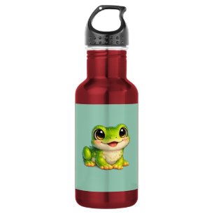 Schattig ontwerp van kikker met grote ogen in kawa waterfles