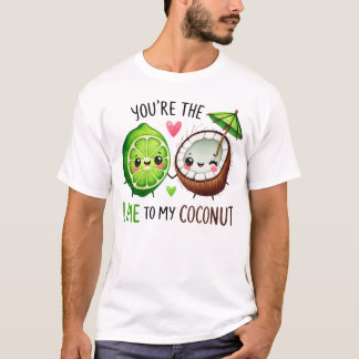 Schattig ontwerp van limoen- en kokosvriendschap t-shirt