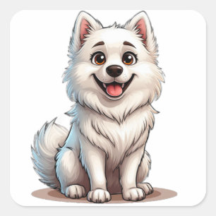 Schattig ontwerp voor Amerikaanse Eskimo-hond-moed Vierkante Sticker