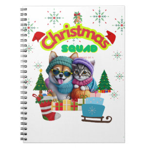 Schattig ontwerp voor een kerstploeg met hond en k notitieboek