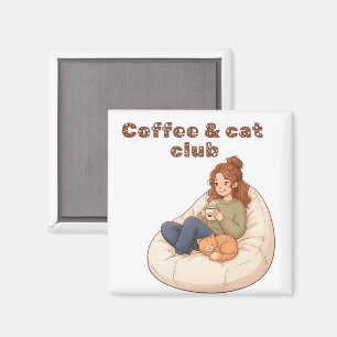 Schattig ontwerp voor koffie- en kattengemeenschap magneet