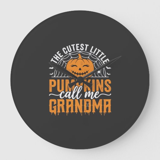 Schattig ontwerp voor oma's Halloween pompoen_1 Grote Klok (Voorkant)