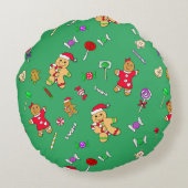 Schattig onze eerste kerst met Gingermbread Man  Rond Kussen (Achterkant)