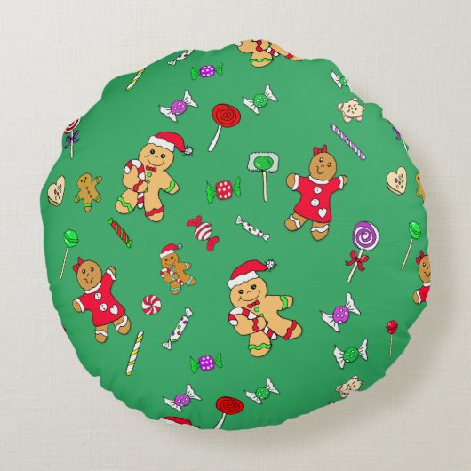 Schattig onze eerste kerst met Gingermbread Man  Rond Kussen (Achterkant)
