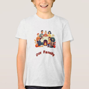 Schattig 'Onze Familie' Geïllustreerde Kinder T-sh Tri-Blend Shirt