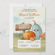 Schattig onze kleine pompoen Baby shower uitnodigi