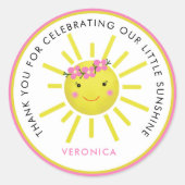 Schattig onze kleine zonneschijn verjaardag dank u ronde sticker (Voorkant)