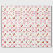 Schattig op maat gemaakt aquarel kers lint coquett cadeaupapier (Vlak)
