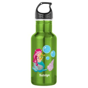 Schattig Op Maat Gemaakt Meisje Als Zeemeermin Waterfles