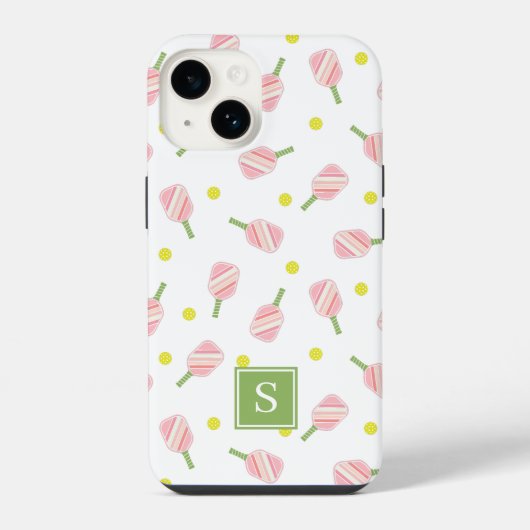 Schattig op maat gemaakt monogram pickleball patro iPhone hoesje (Achterkant)