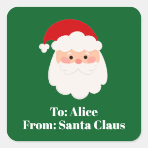 Schattig op maat gemaakt van kerstman groene kerst vierkante sticker