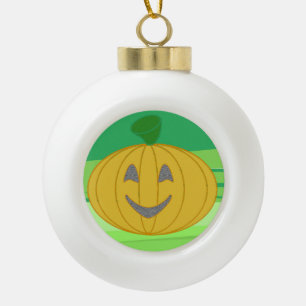 Schattig opgewekte oogstpompoen oranje keramische bal ornament