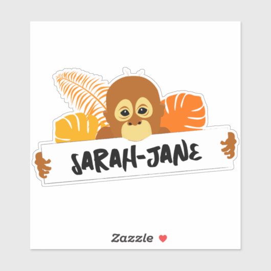 Schattig Orangutan Persoonlijk Sticker (Vel)