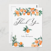 Schattig | Oranje babyshower bedankje Briefkaart (Voorkant / Achterkant)