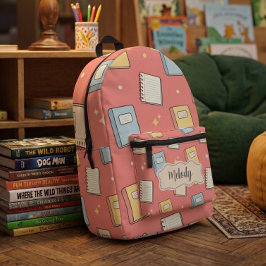 Schattig Oranje Back to School Boek Patroon  Bedrukte Rugzak