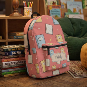 Schattig Oranje Back to School Boek Patroon Bedrukte Rugzak