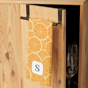Schattig Oranje Citrusfruit Monogrammed Initiaal Theedoek