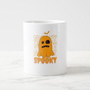 Schattig Oranje Geest Spoky Seizoen Halloween Ontw Grote Koffiekop