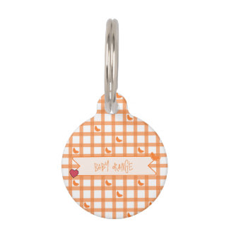 Schattig Oranje Gingham Huisdierpenning
