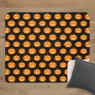Schattig Oranje Jack o Lantern Halloween Patroon Sherpa Deken