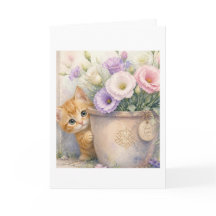 Schattig Oranje Kitten en Wilde Bloemen – Voor Jou