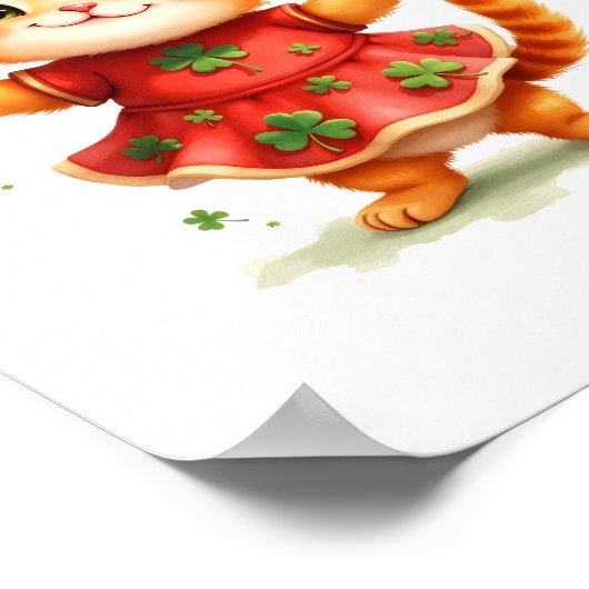 Schattig Oranje Kitten in Shamrock Jurkje Poster (Hoek)