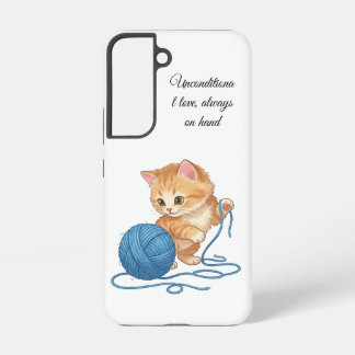 Schattig Oranje Kitten met Garentbal Samsung Galaxy Hoesje