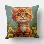 Schattig Oranje Kittens Dat in een Veld Zit Kussen (Achterkant)