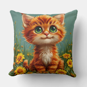 Schattig Oranje Kittens Dat in een Veld Zit Kussen