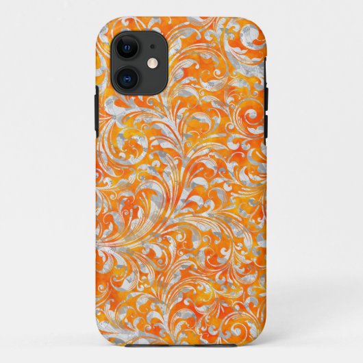 Schattig oranje spiraal bloemmotief Case-Mate iPhone case (Achterkant)