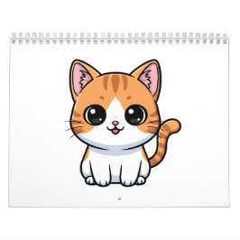 Schattig Oranje Tabby Poesje Karakter Kalender