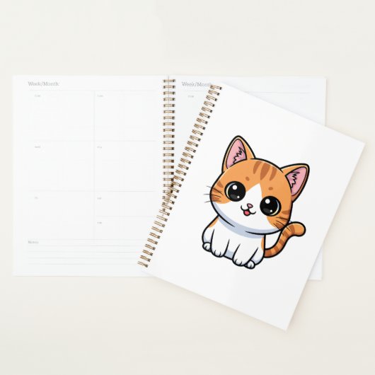 Schattig Oranje Tabby Poesje Karakter Planner (Display)