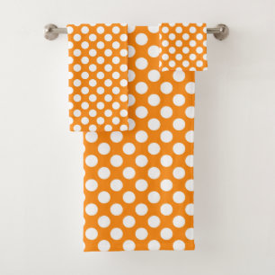 schattig oranje wit poka stip getild patroon bad handdoek