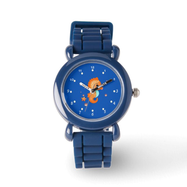 Schattig oranje zeepaardje horloge (Voorkant)