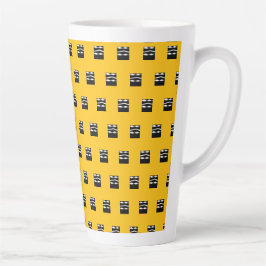 Schattig oranje, zwart en wit patroon met vette vi latte mok