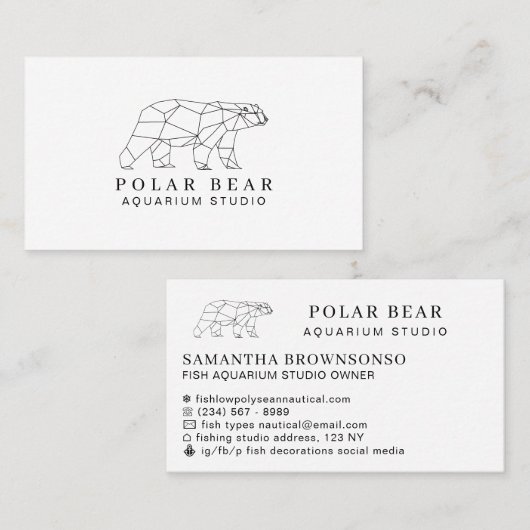 Schattig Origami Polar Beer - voeg Charm aan Merk  Visitekaartje (Voorkant / Achterkant)