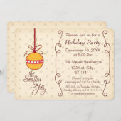 schattig ornament bauble, feestdag uitnodiging (Voorkant / Achterkant)