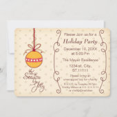 schattig ornament bauble, feestdag uitnodiging (Voorkant)