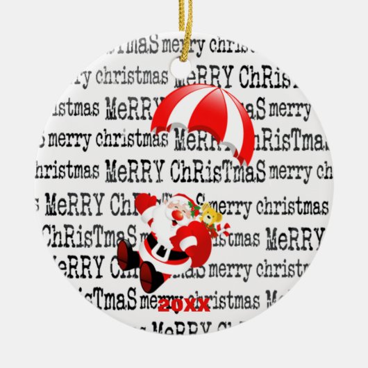 Schattig Ornament Jolly Santa Claus Parachuting (Voorkant)
