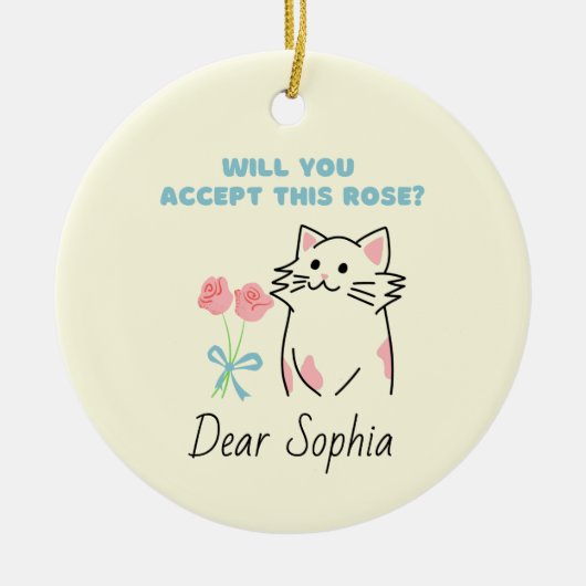 Schattig Ornament Kat en Roos (Voorkant)