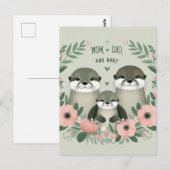 Schattig Otter Boho Mam Pap en Baby Briefkaart (Voorkant / Achterkant)