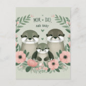 Schattig Otter Boho Mam Pap en Baby Briefkaart (Voorkant)