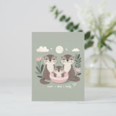 Schattig Otter Boho Mam Pap en Baby Briefkaart (Staand voorkant)